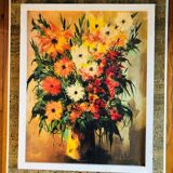 Oil on canvas: still life with flowers