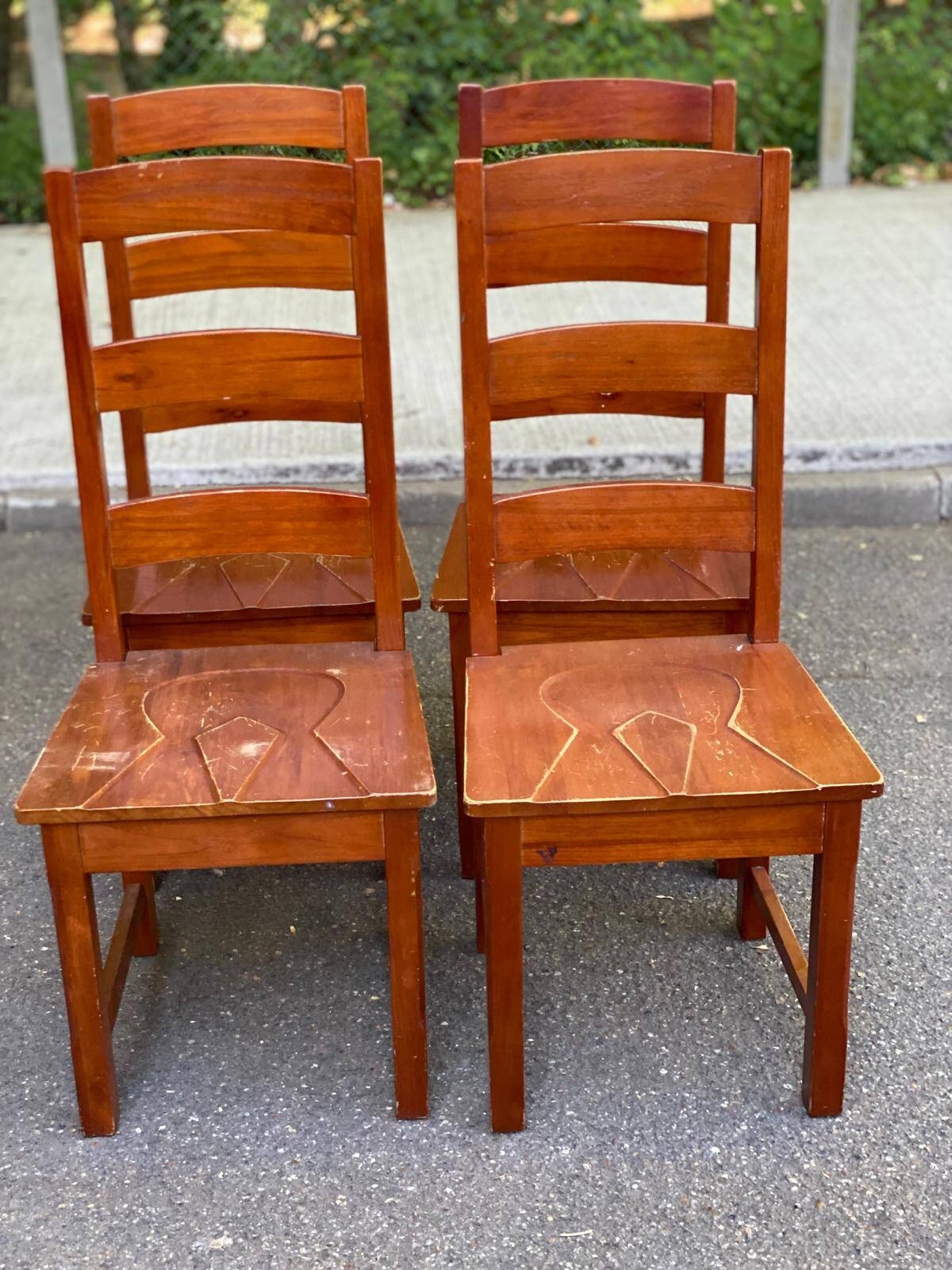 4 solid wood dining chairs in modern country style