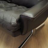 Brown leather sofa, Danish design, 1970s, designer: Werner Langenfeld, manu