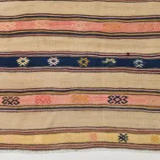 Turkish Vintage Blue & Beige Kilim Rug, Mid Century Modern Farmhouse Decor