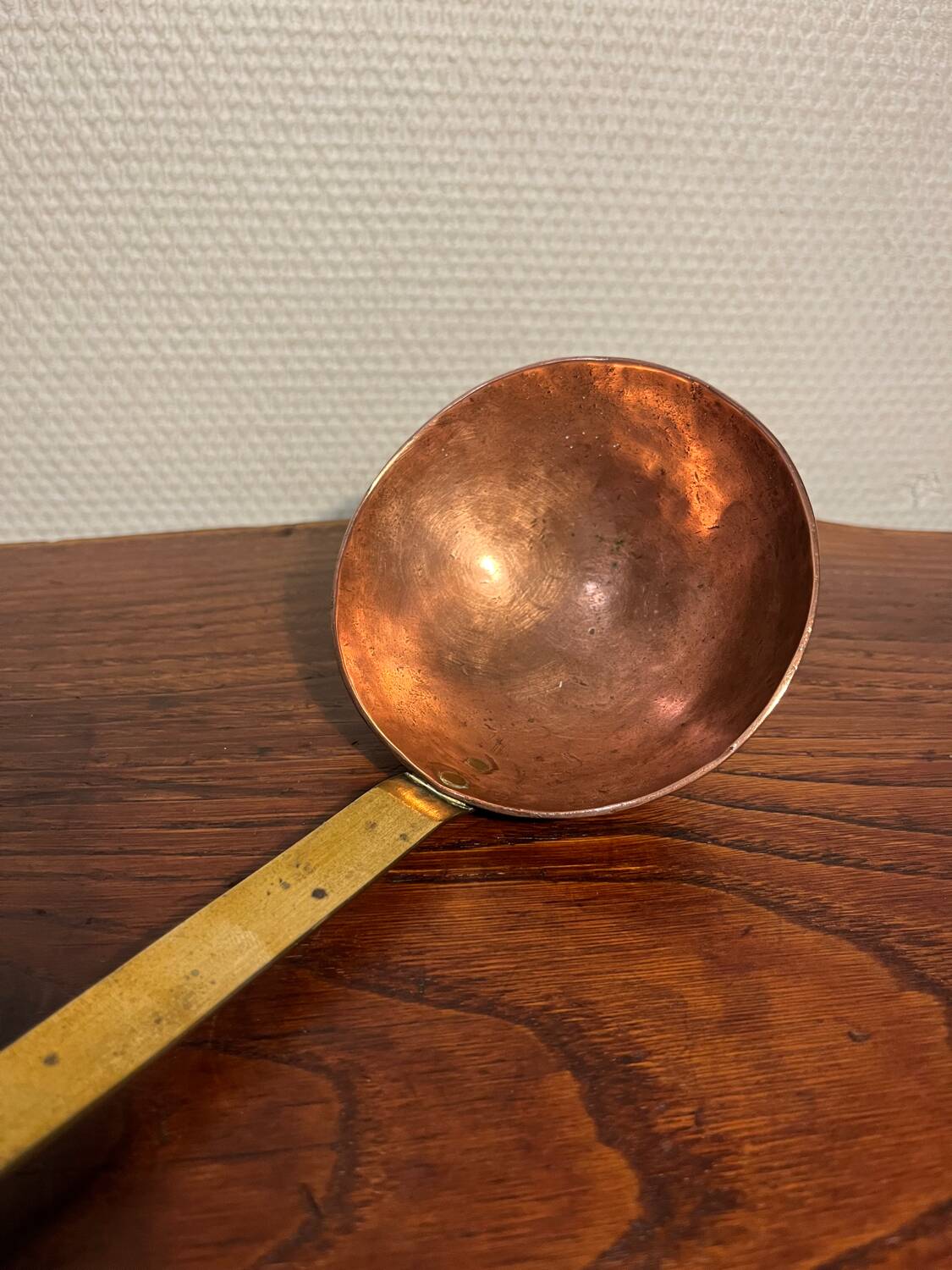 Copper and brass skimmer ladle from the 50s