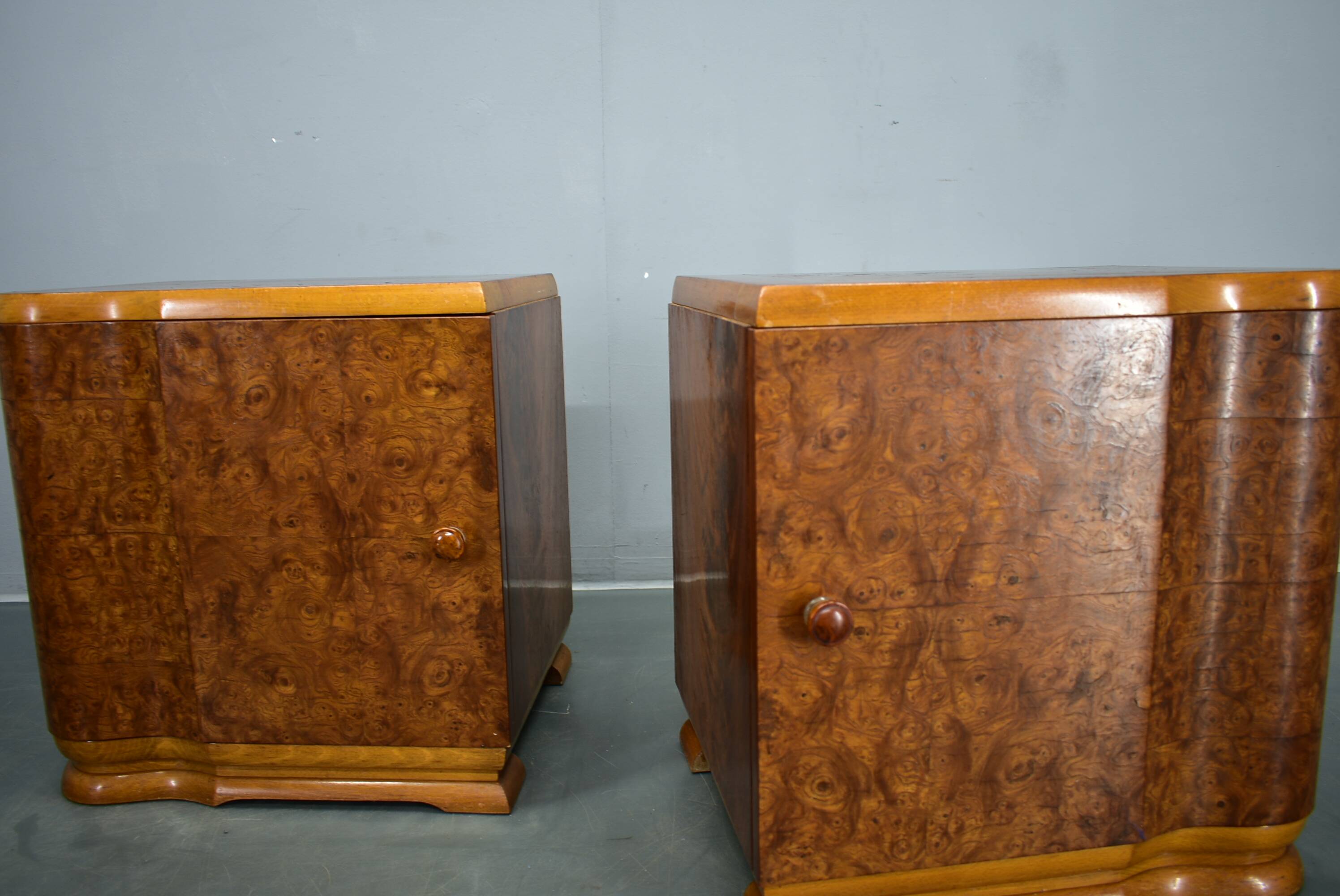 1939s pair of art deco bedside tables, Czechoslovakia