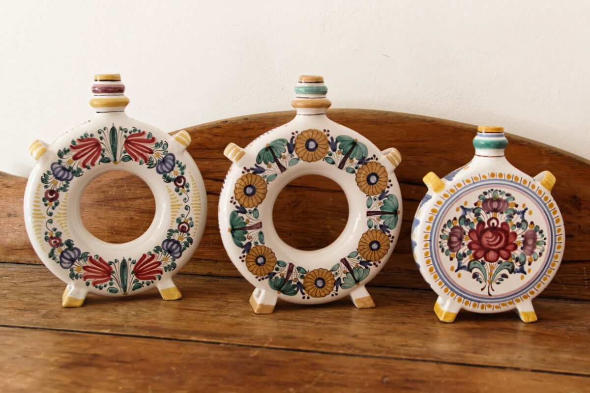 Set of 3 Slovak ceramic soliflores
