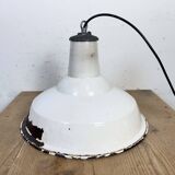 Industrial British White Enamel Factory Pendant Lamp from Benjamin, 1960s