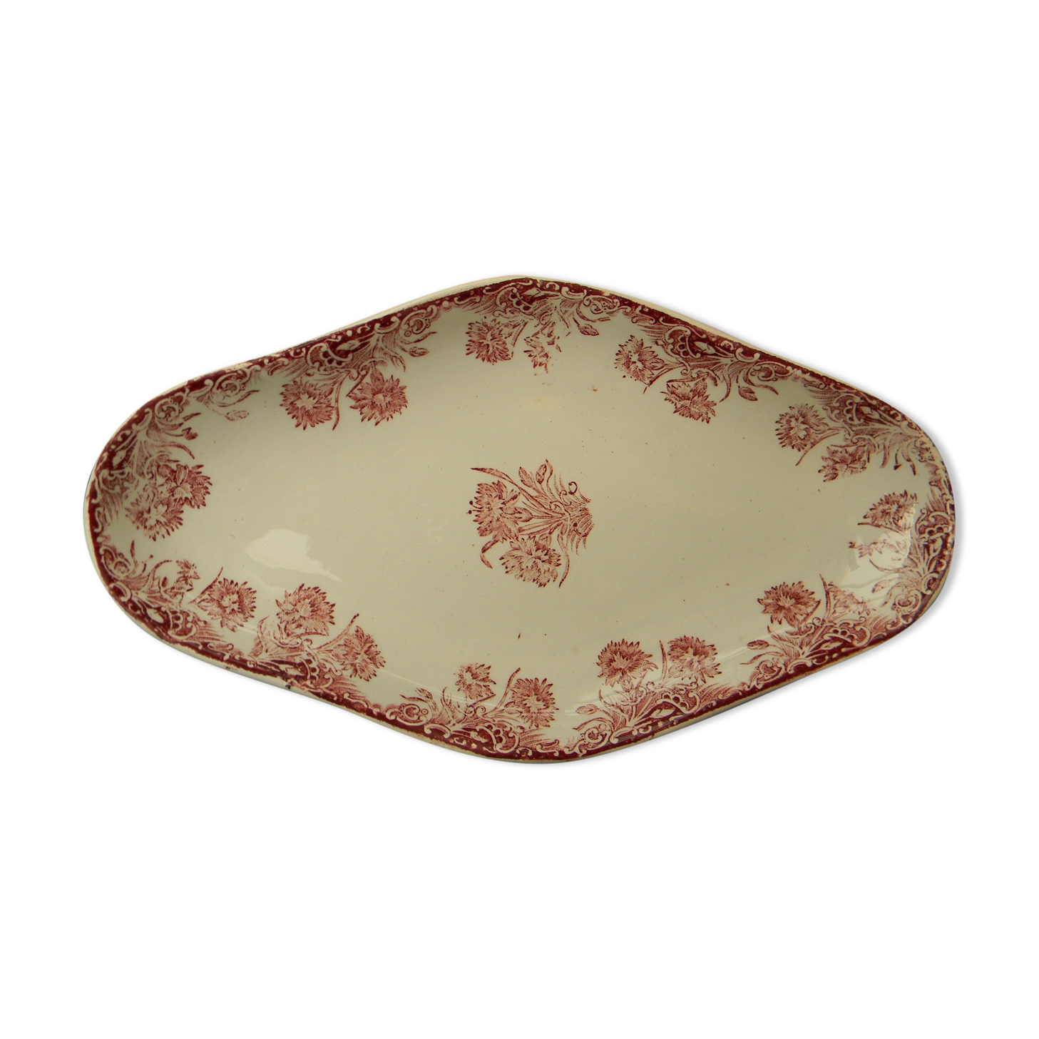 Ravier old in faience. Carnation decoration