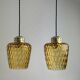 PAIR OF ANTIQUE TEXTURED AMBER GLASS SUSPENSIONS VINTAGE