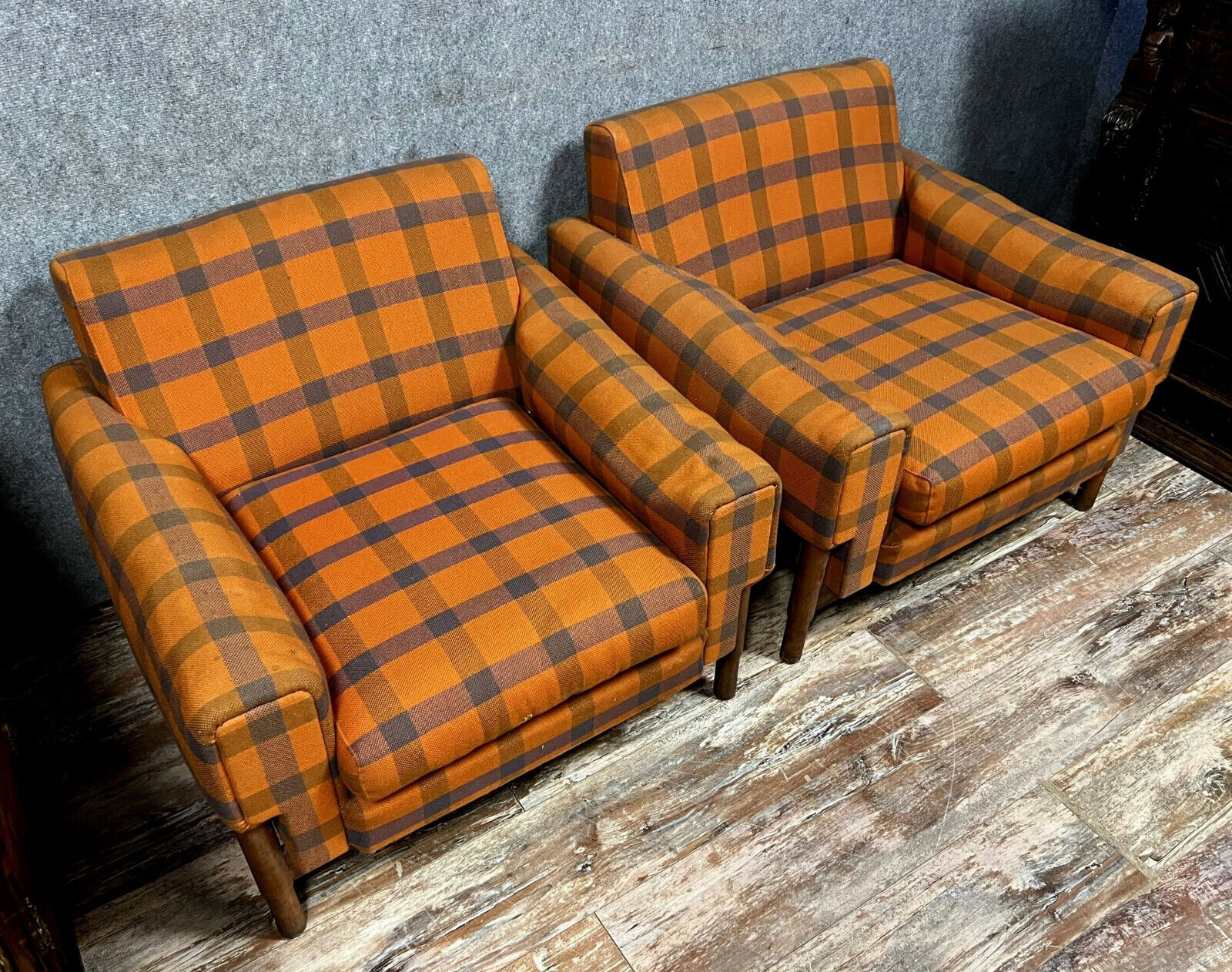Pair of vintage Scandinavian armchairs from the 50s-60s in teak