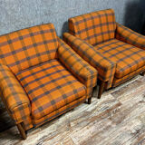 Pair of vintage Scandinavian armchairs from the 50s-60s in teak