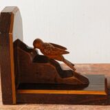 Pair of wooden bookends, birds, art deco,