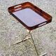 Gold metal side table with tortoiseshell lucite top from the 70s