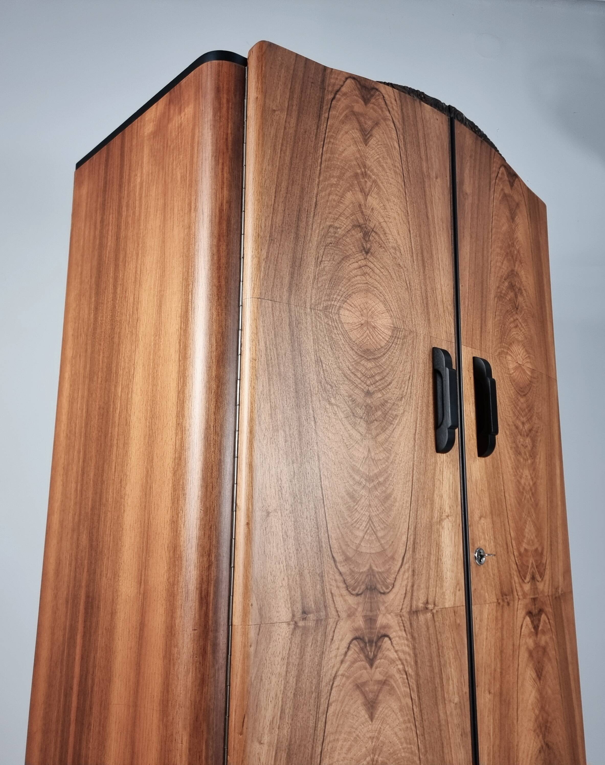 Art Deco Walnut Wardrobe, 1970s