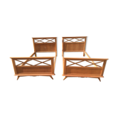 Vintage beds with oak compass feet. (Duo)