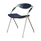 Armchair model "Rugby" design Gilbert Steiner Chrome and Black - 60s