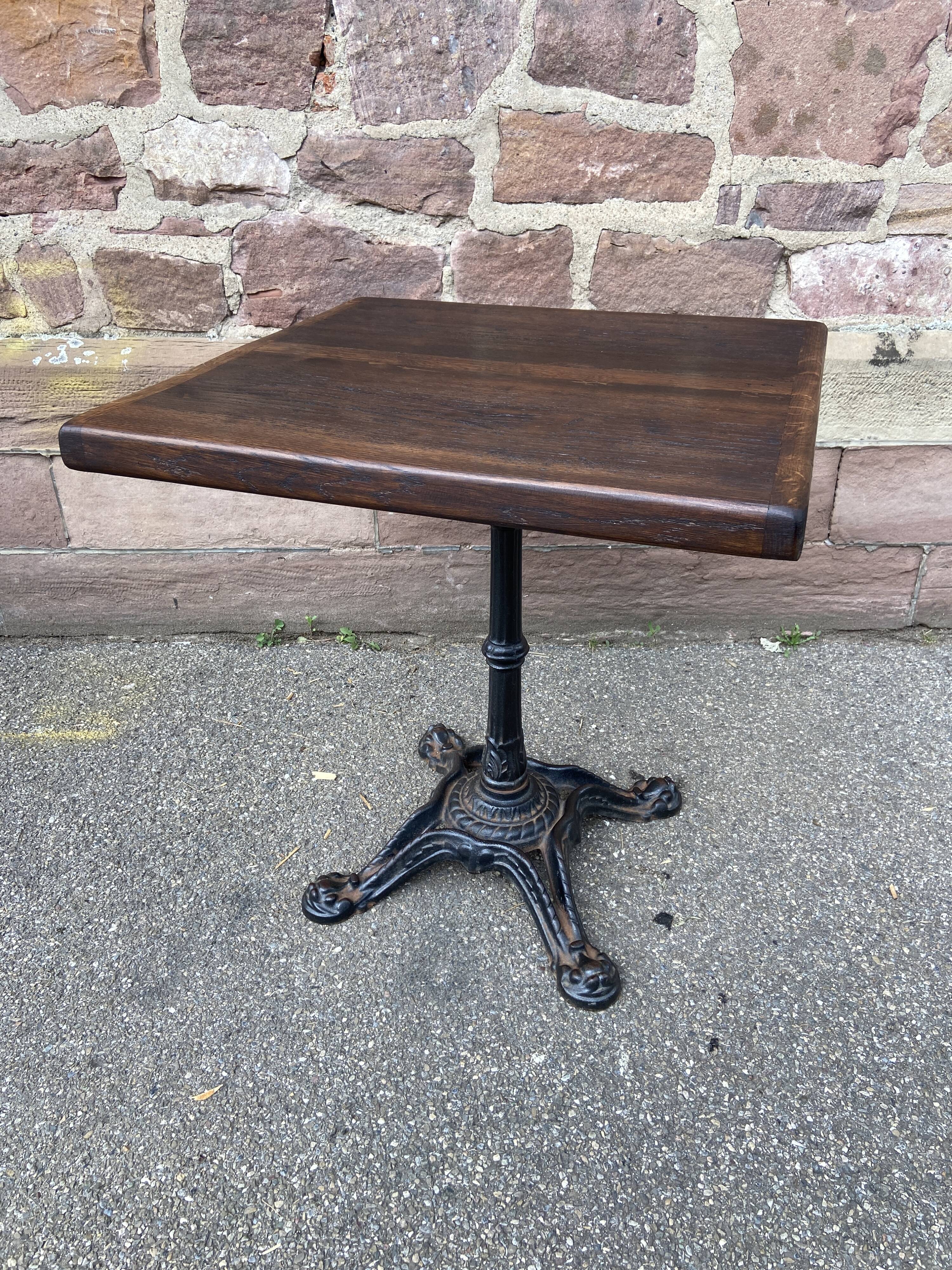 Cast iron & oak terrace pedestal table garden bistro art deco paris