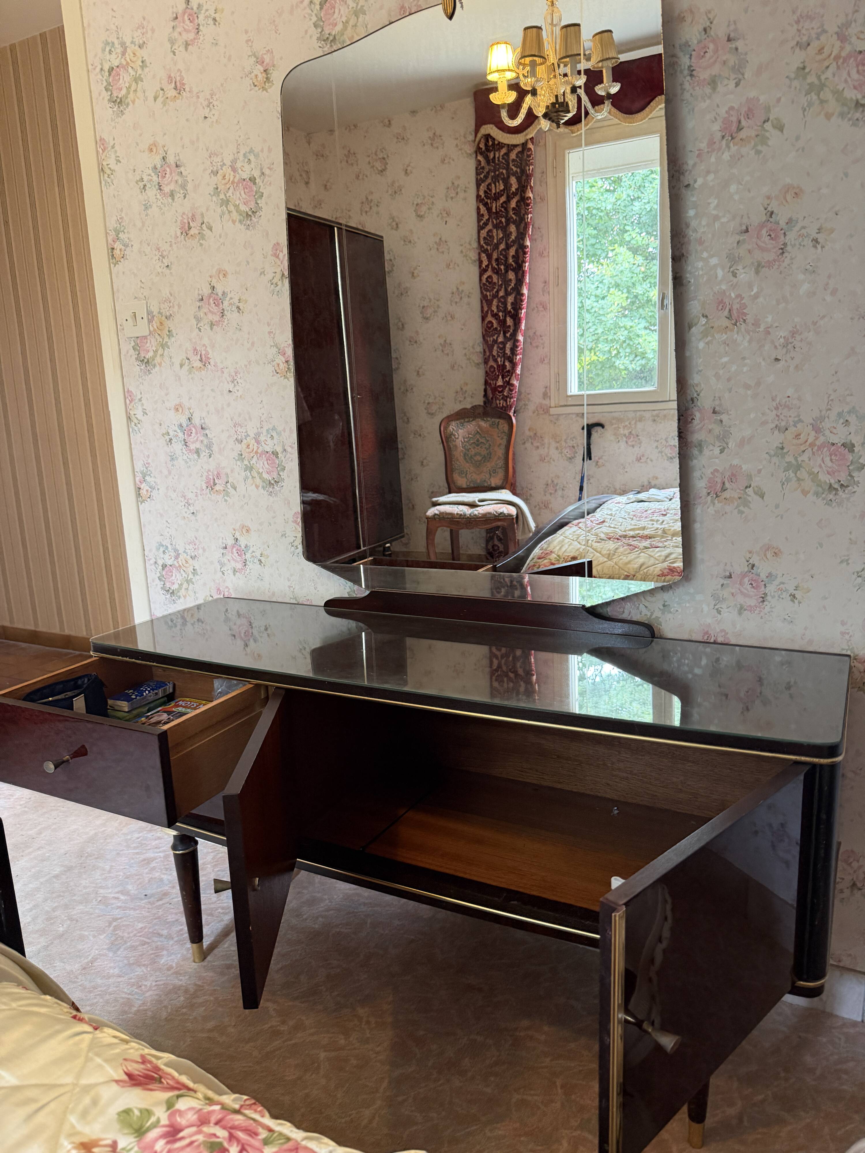 Vintage dressing table with large mirror – 1950s/60s furniture