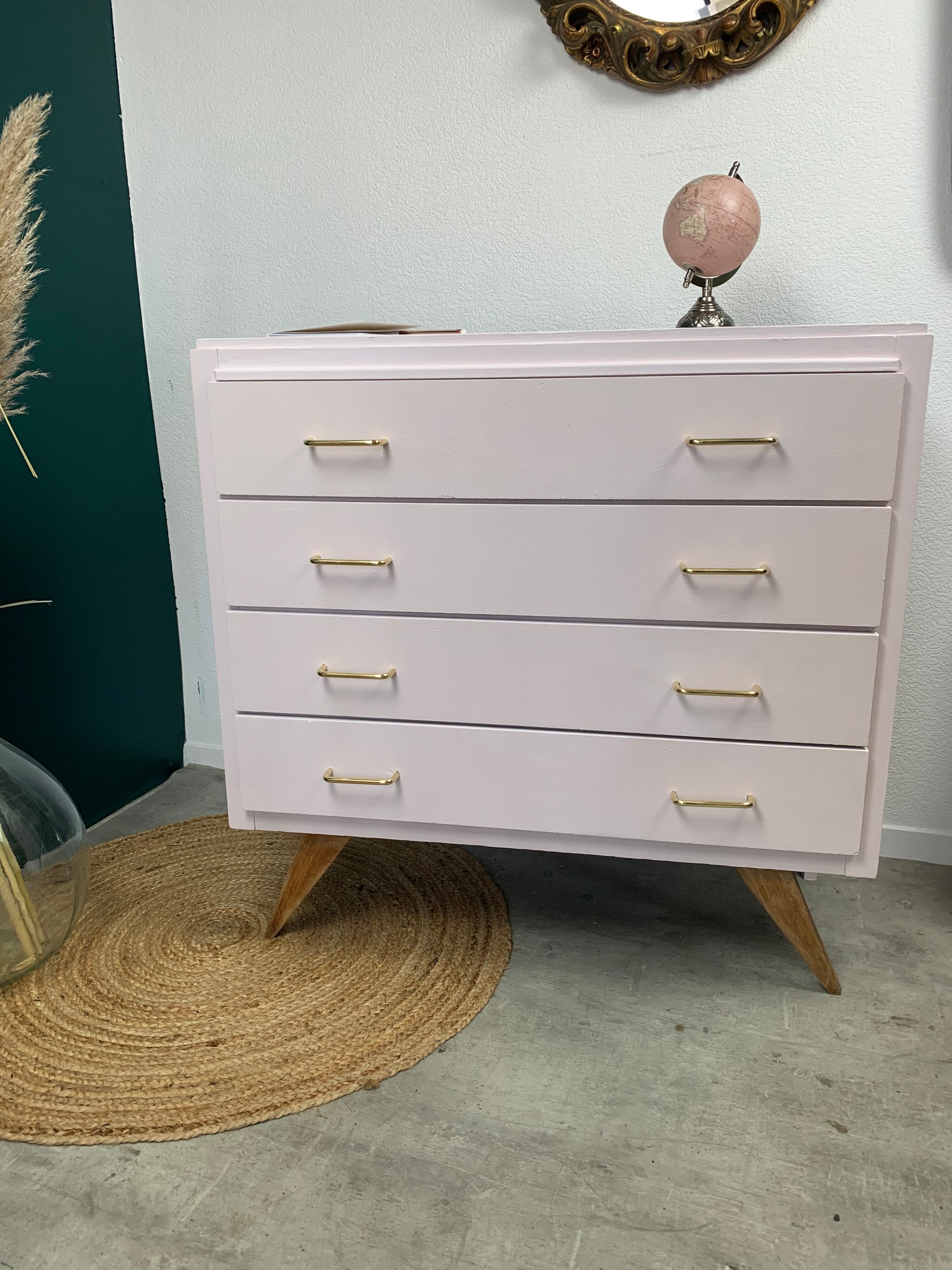 Powder pink vintage dresser