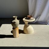 Petrified wood catchall or dish, grey with black rim, D29.5x25.5 -3321