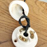 Art Deco opaline ball suspension with porcelain fastener