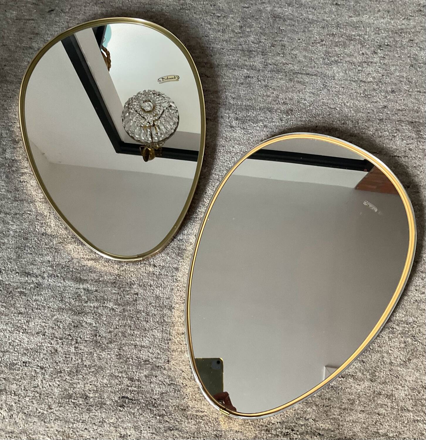 Pair of vintage free-form mirrors from the 60s and 70s