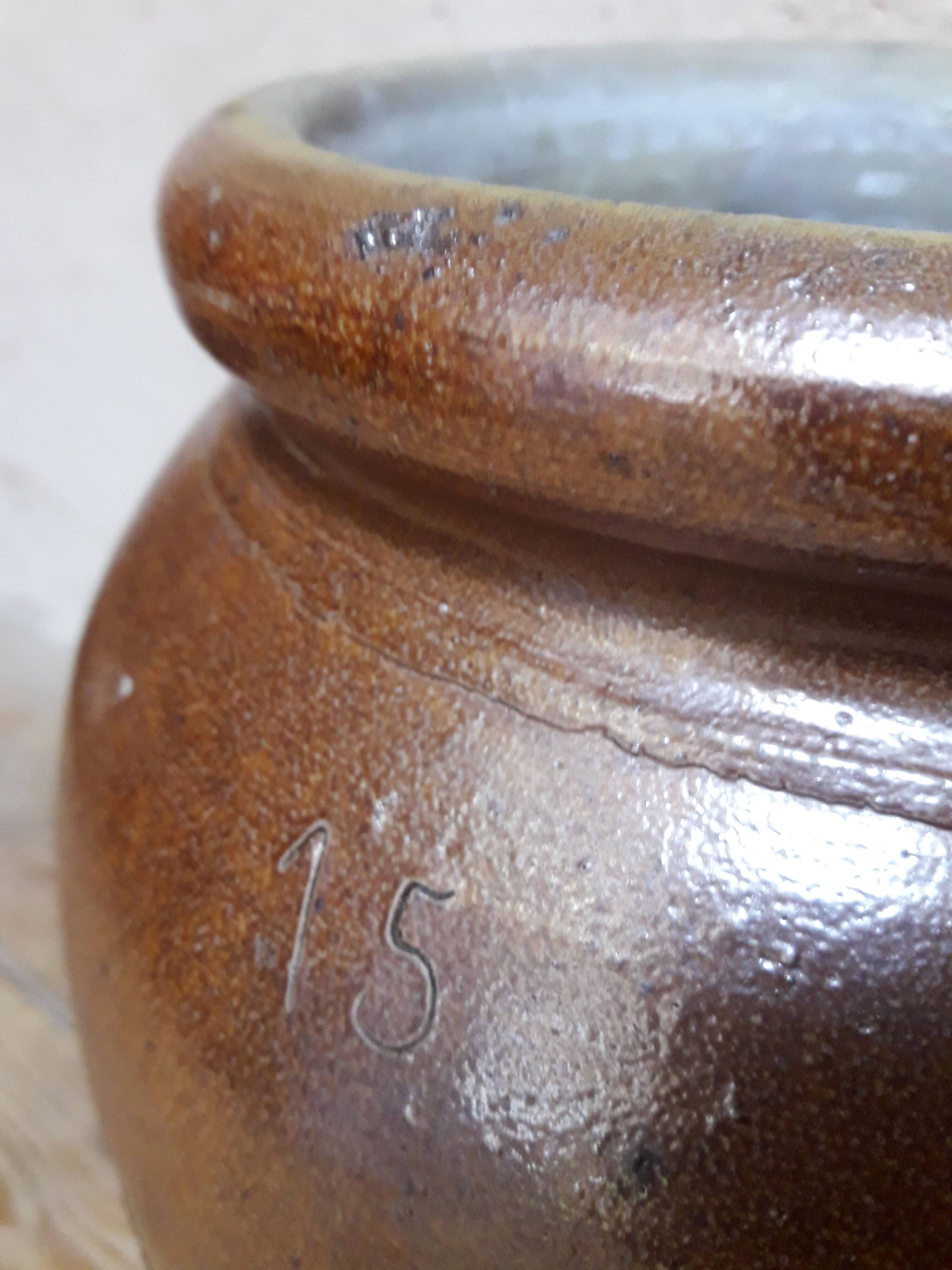 Pot grès terre vernissée H45 conserve ancien