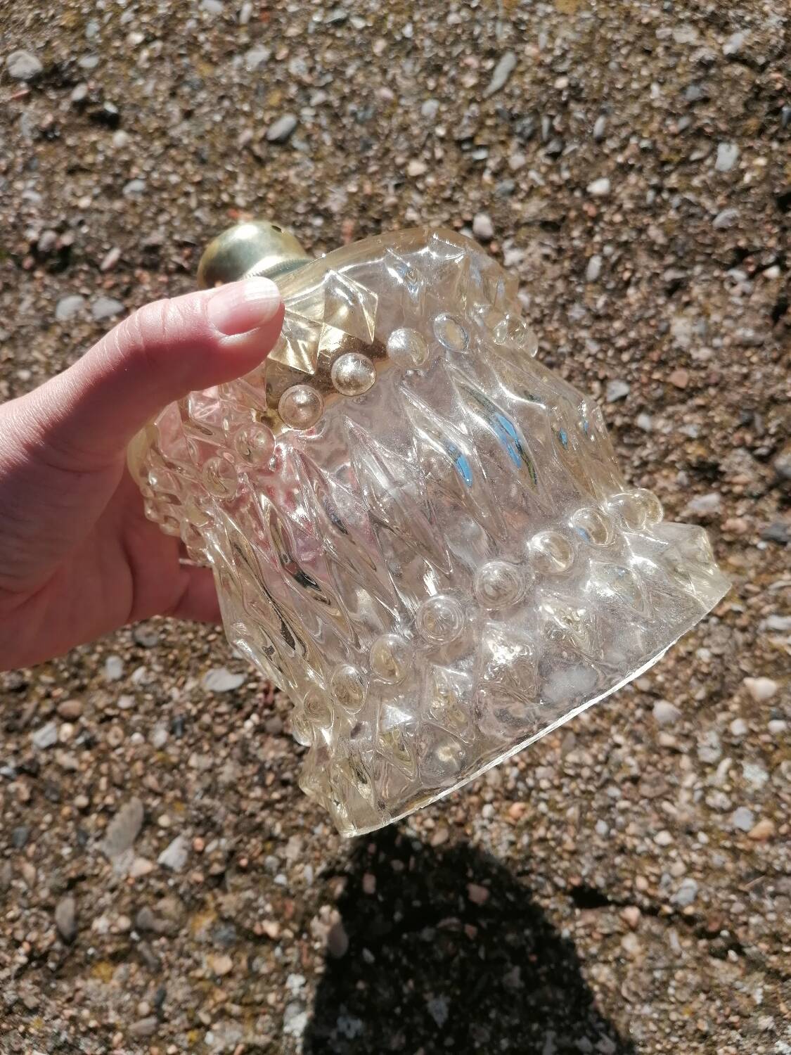 Globe hanging lamp in vintage molded glass