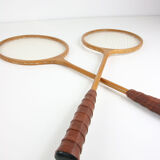 Vintage Wooden DDR Badminton Rackets, set of 2