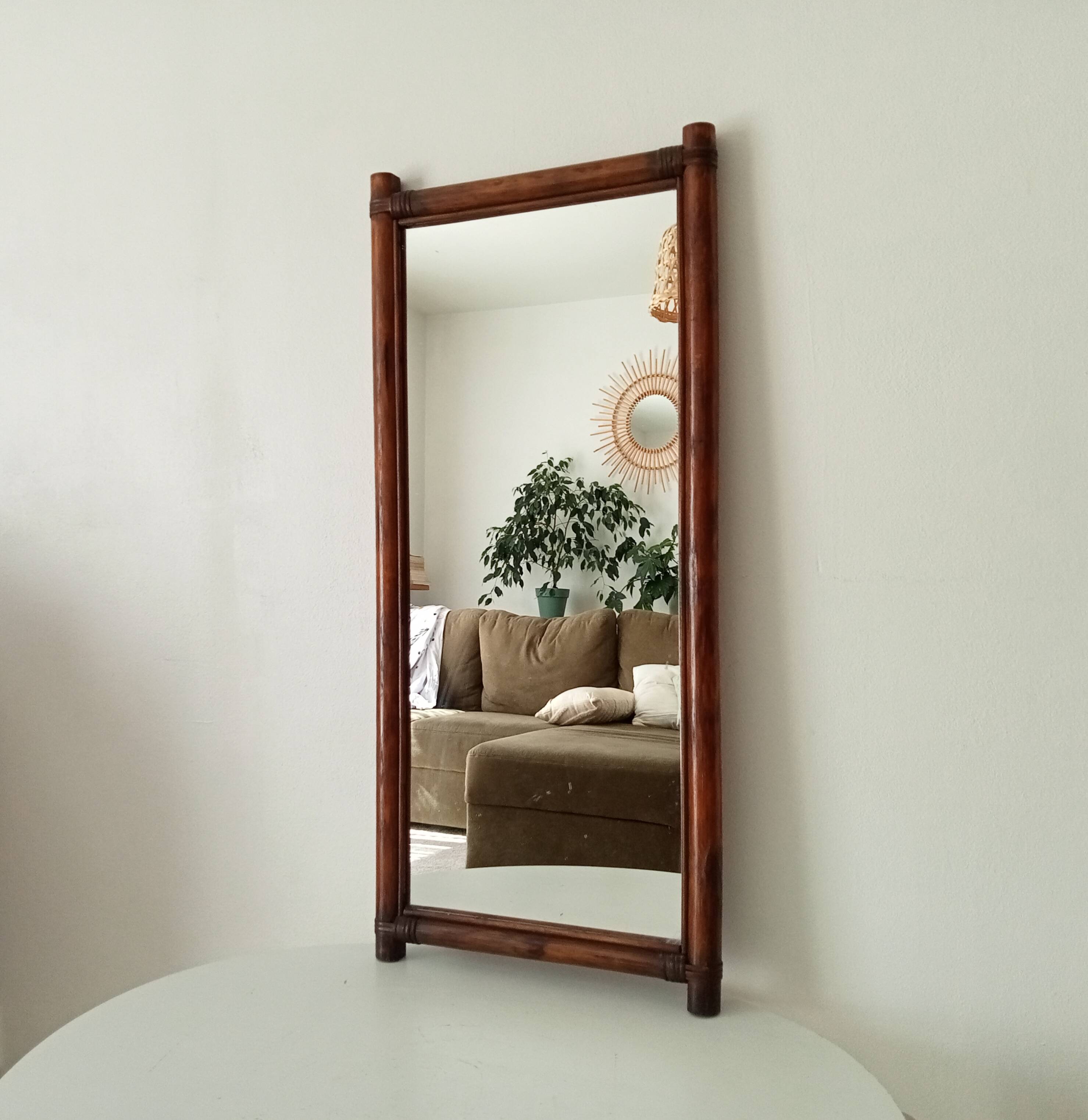 Vintage bamboo and rattan mirror from the 60s/70s.
