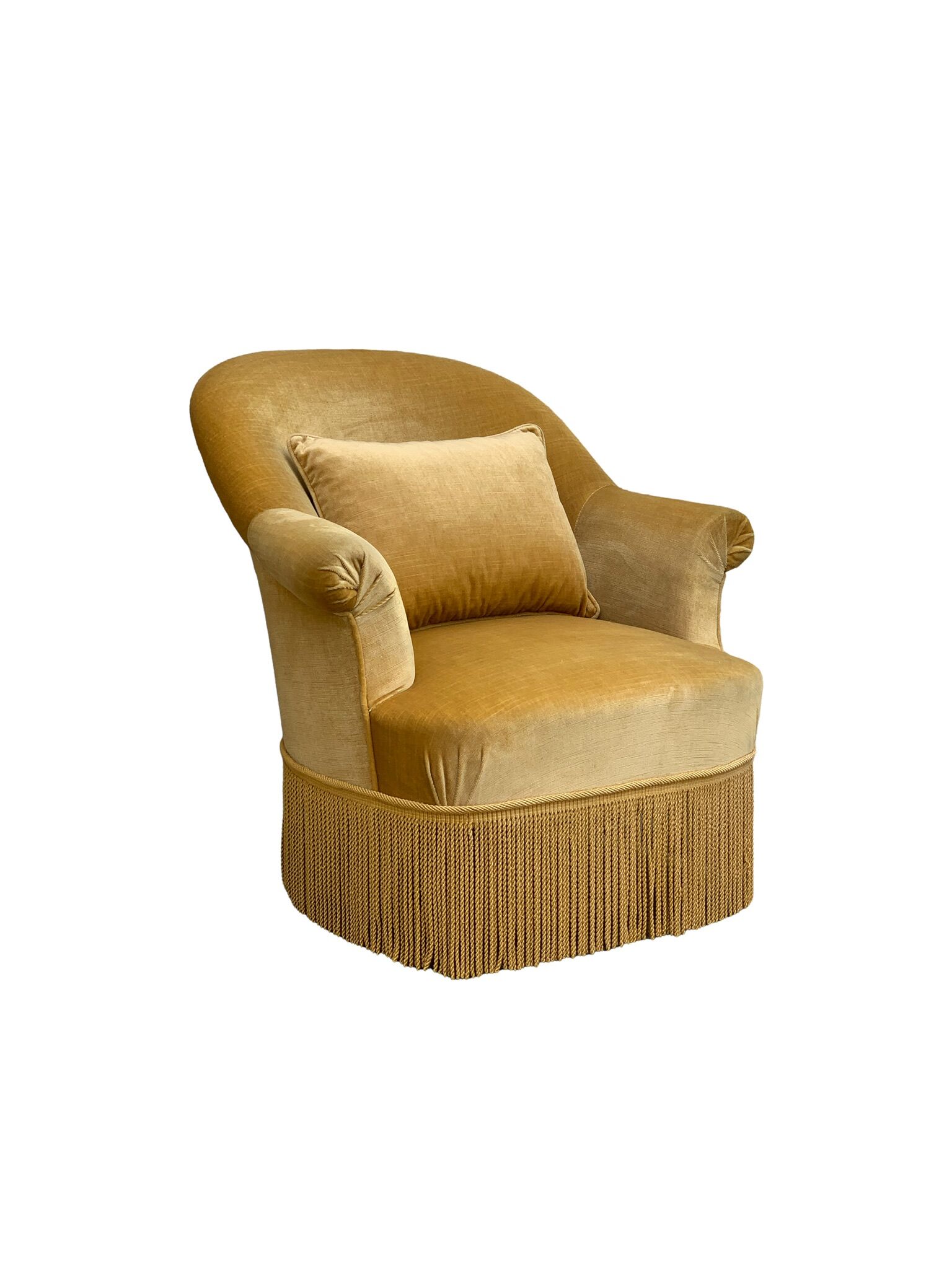 Golden velvet toad armchair
