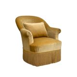 Golden velvet toad armchair