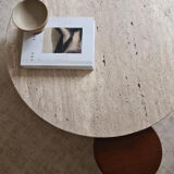 Omega circular coffee table natural travertine - 80cm D