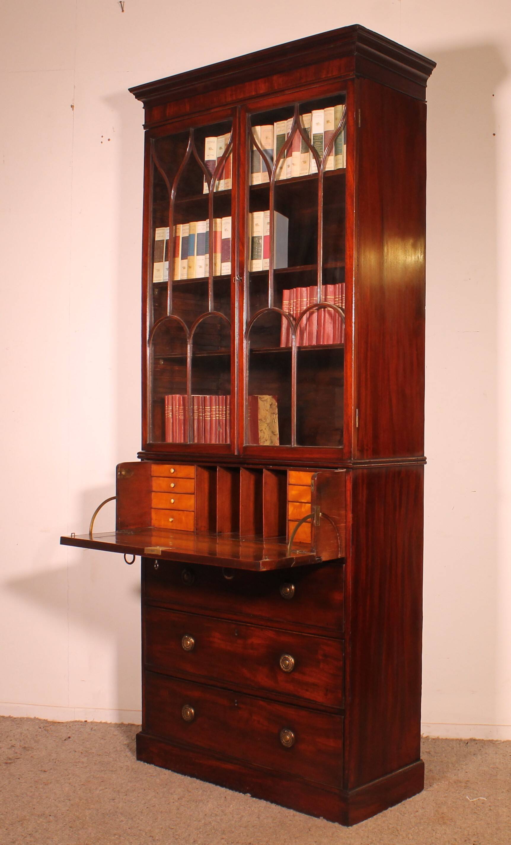 Mahogany bookcase with secretary - 18th century