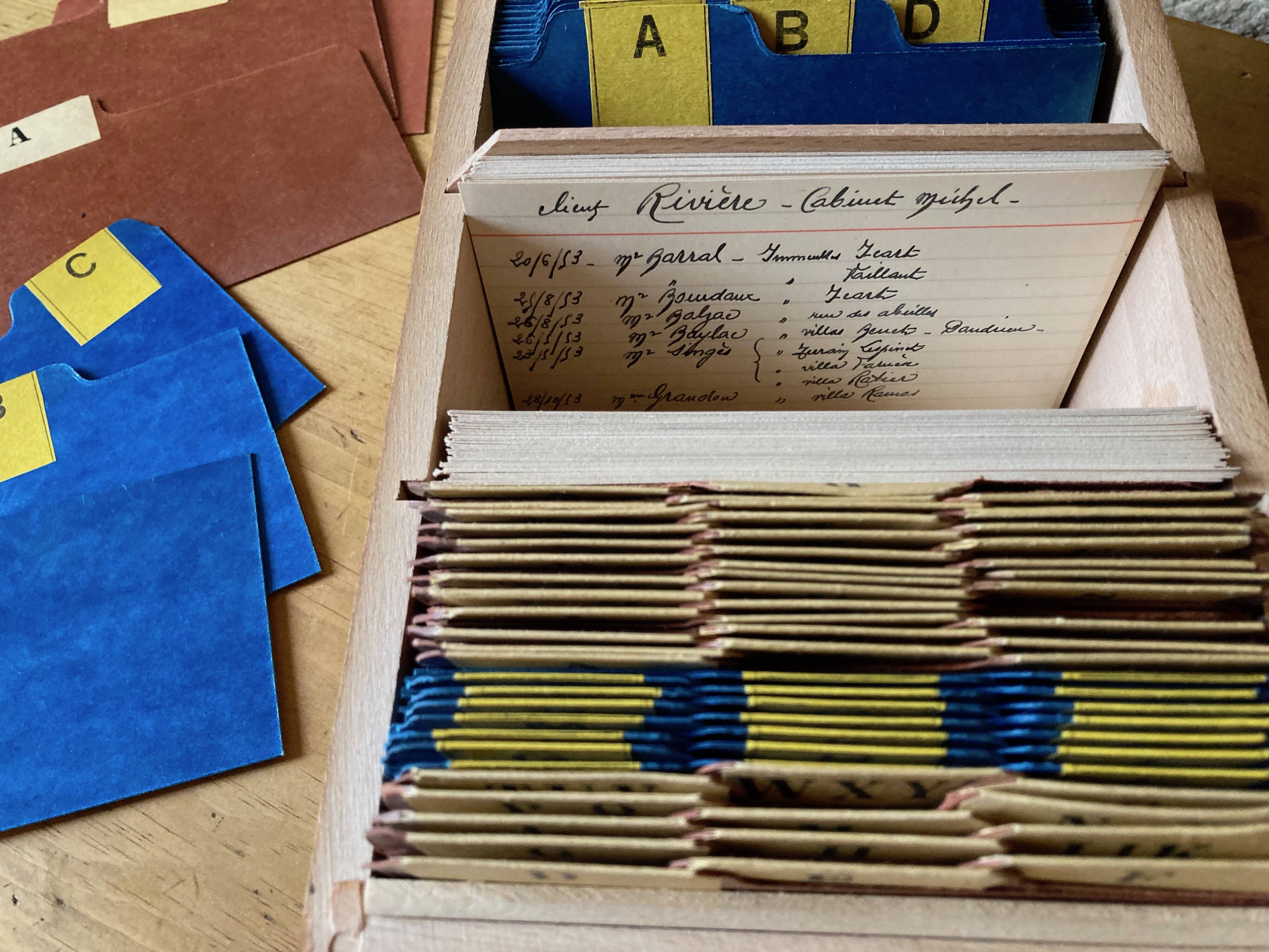 Wooden index card/directory box, 1950s