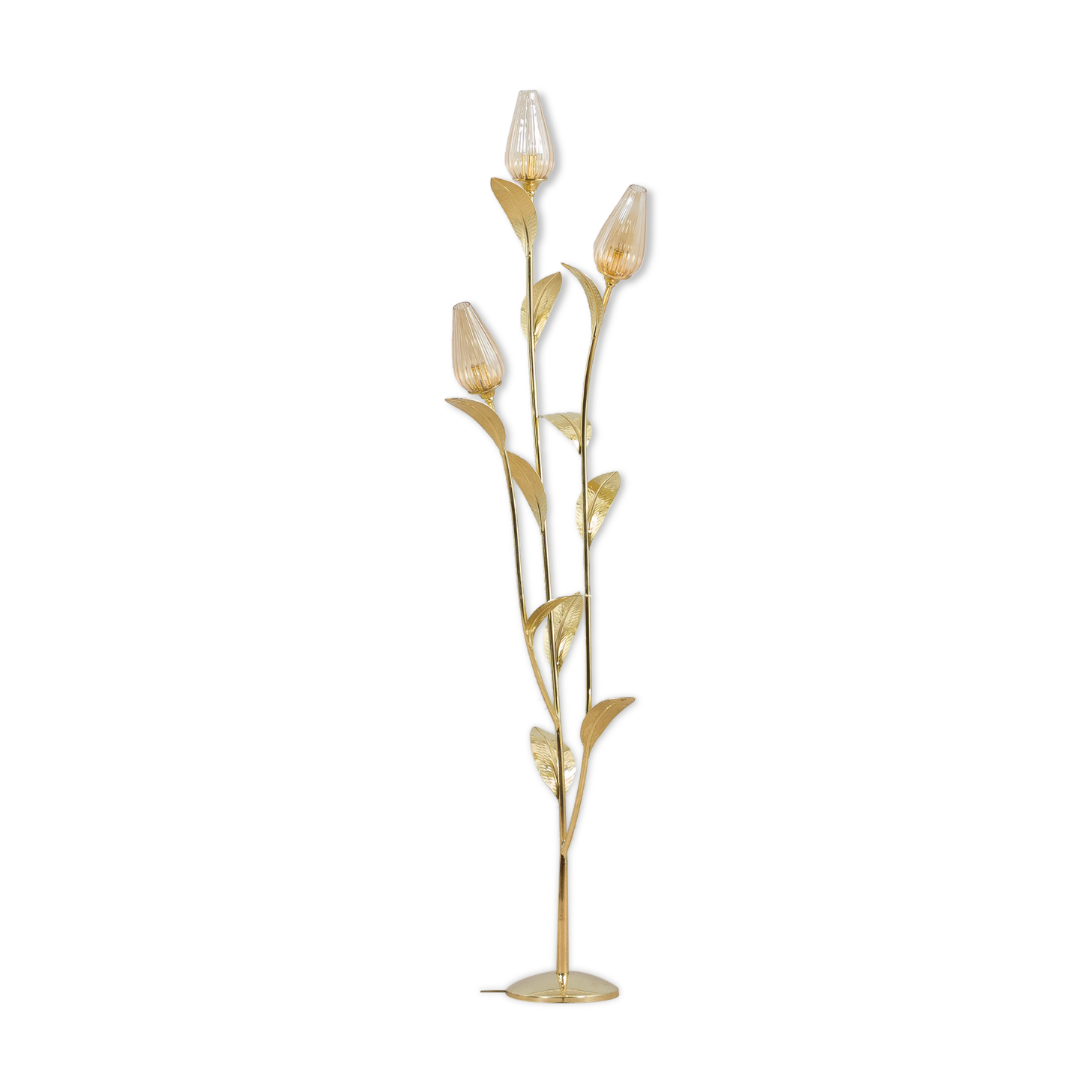 Italian floral brass floor lamp, 1970-80s