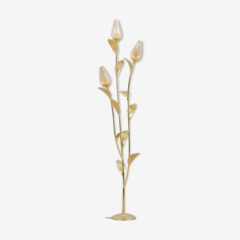 Italian floral brass floor lamp, 1970-80s