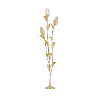 Italian floral brass floor lamp, 1970-80s