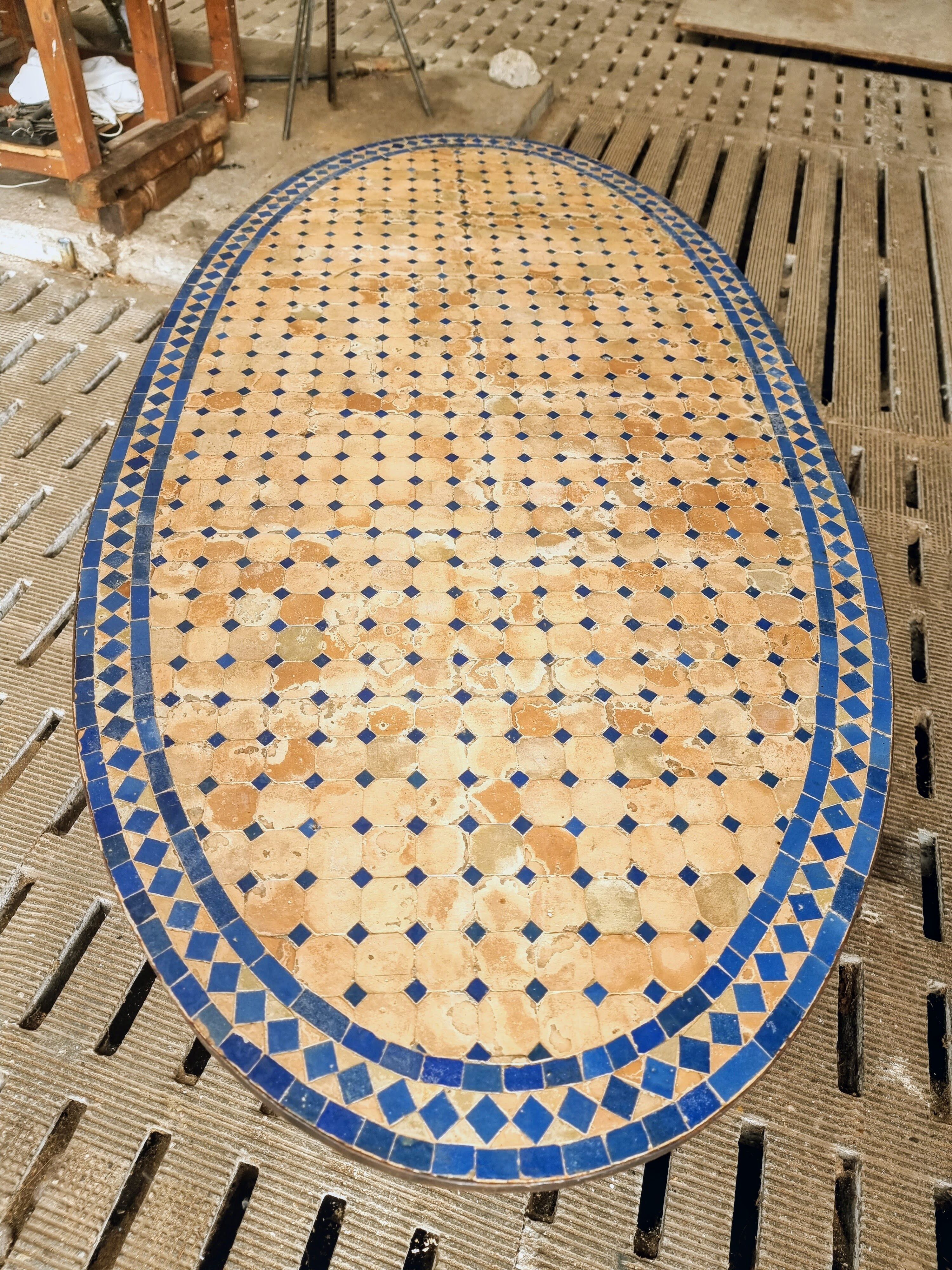 Old dining table garden table Moroccan mosaic 100 x 200 cm
