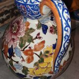 Gien earthenware pitcher peony decor.
