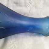 Blue glass bottle, engraved molded