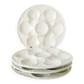 Set of 4 oyster plates in majolica, White, 1960