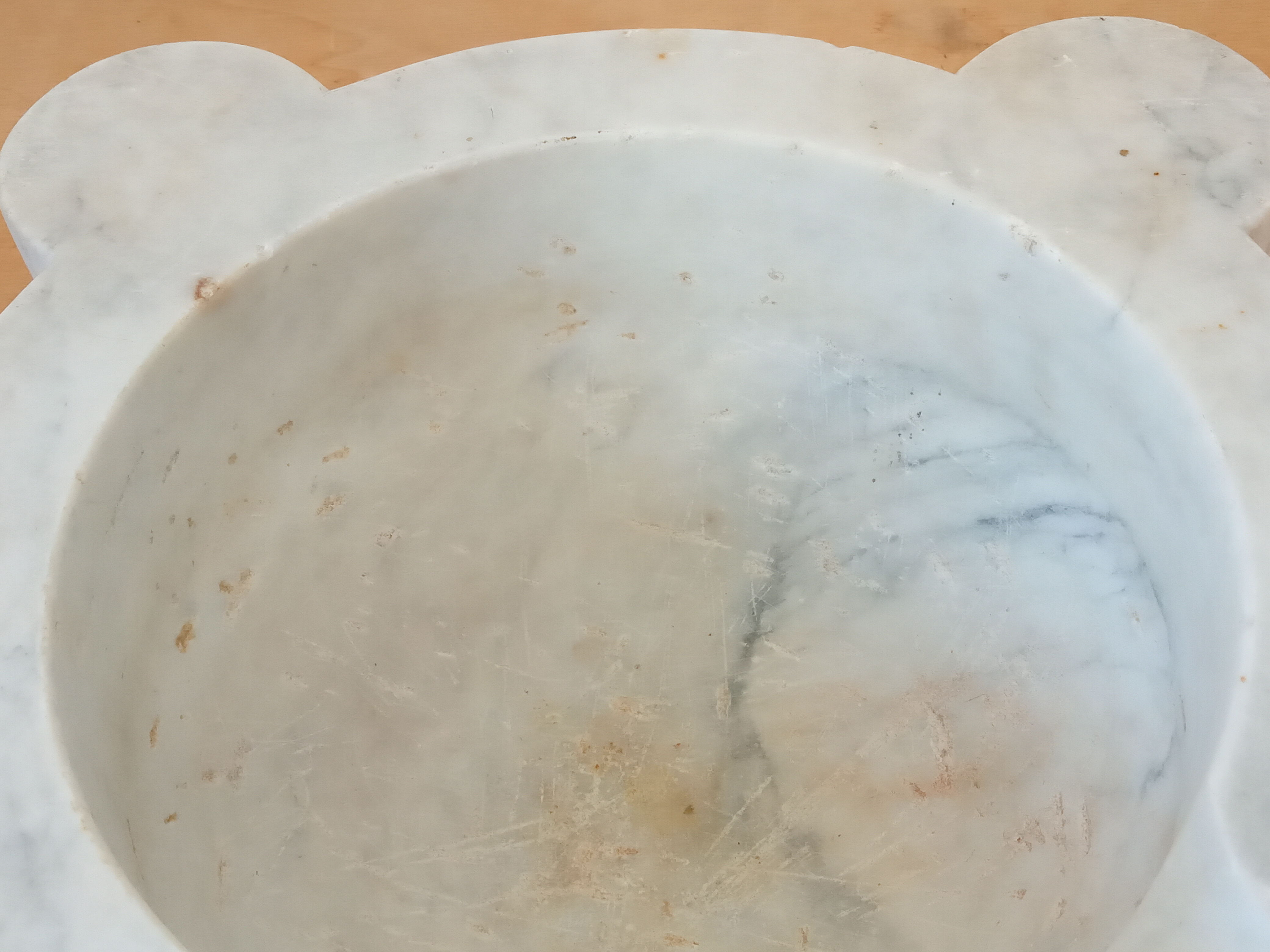 XL mortar in white marble, porcelain pestle