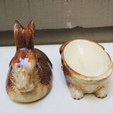 Ancient zoomorphic ceramic terrine rabbit