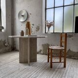 Octagonal travertine coffee table