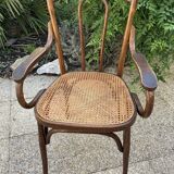 Baumann curved caned wood armchair, 1900