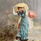 Painting, oil on canvas "Elegant in the Park" by Alexandre Perrin, Academy of Painting of Paris