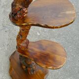 Brutalist shelf wood and vine holder vintage plant 1960