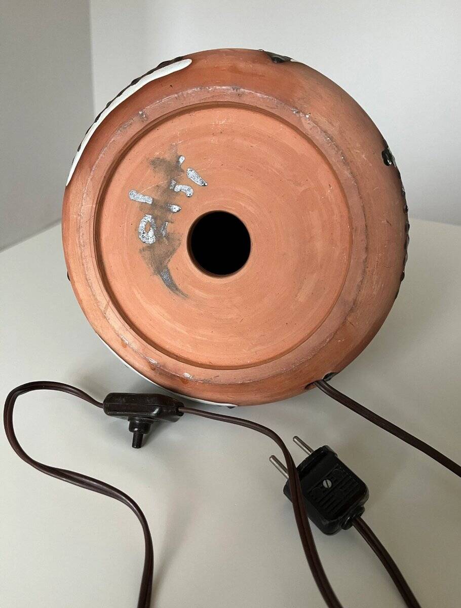 Graphic glazed ceramic table lamp by Elsie Borelius, Sweden, 1960s