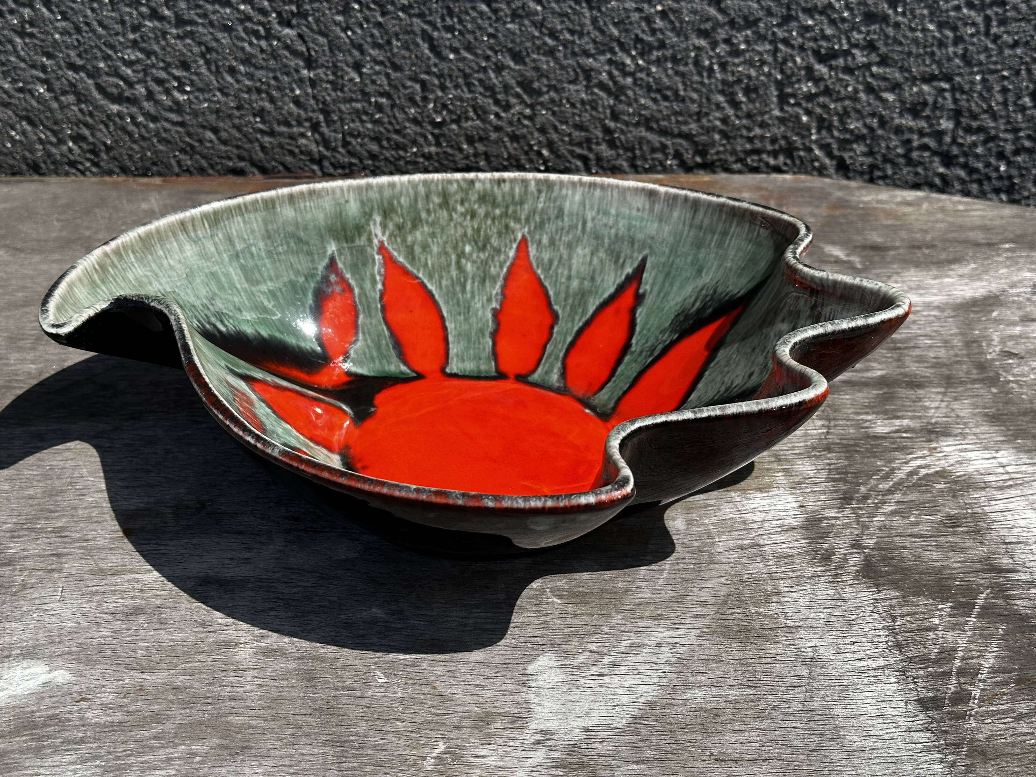 Coupe / Vide Poche - Décor Soleil - Forme Libre - Céramique Elchinger