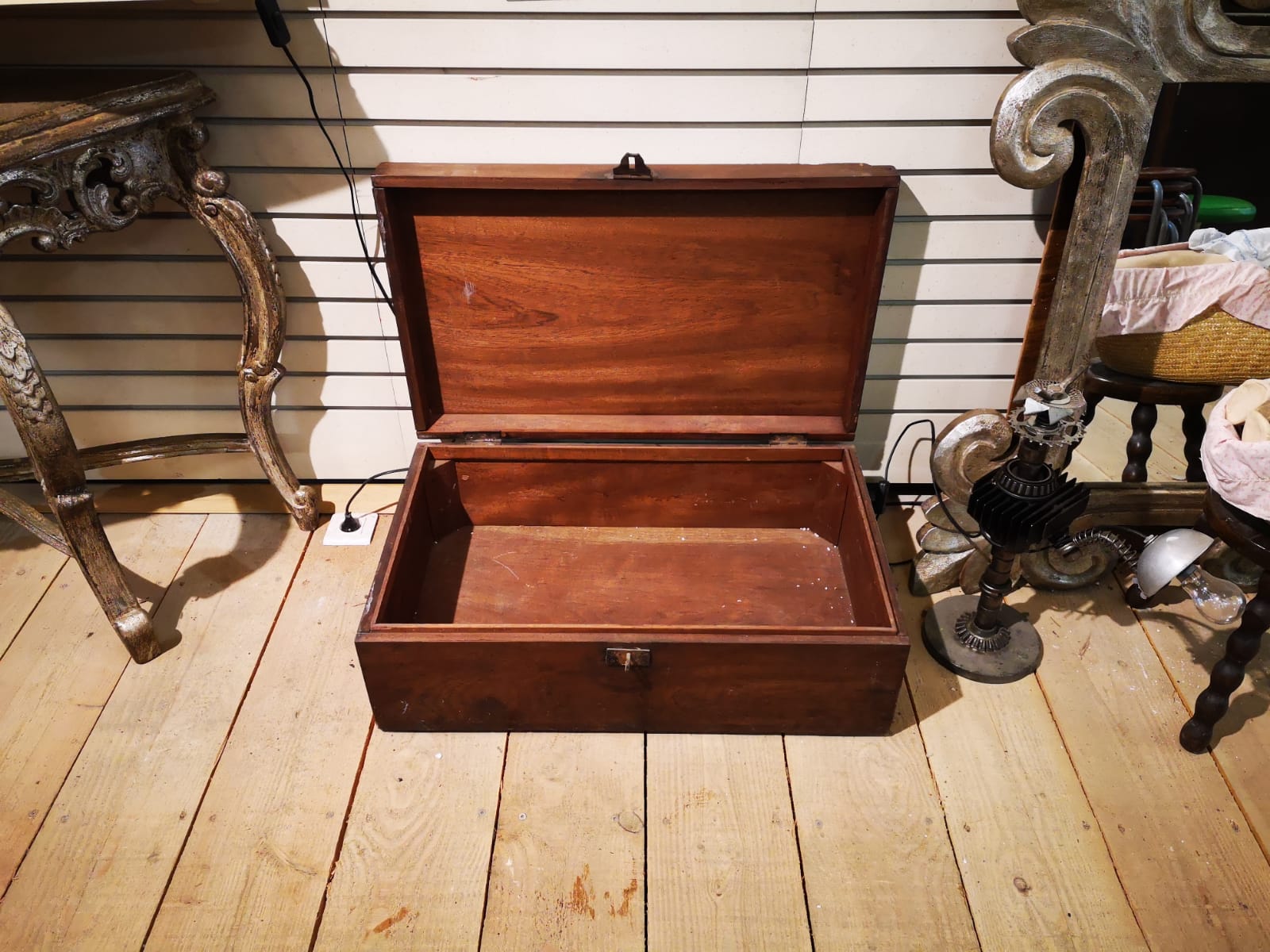 Old mahogany wooden trunk