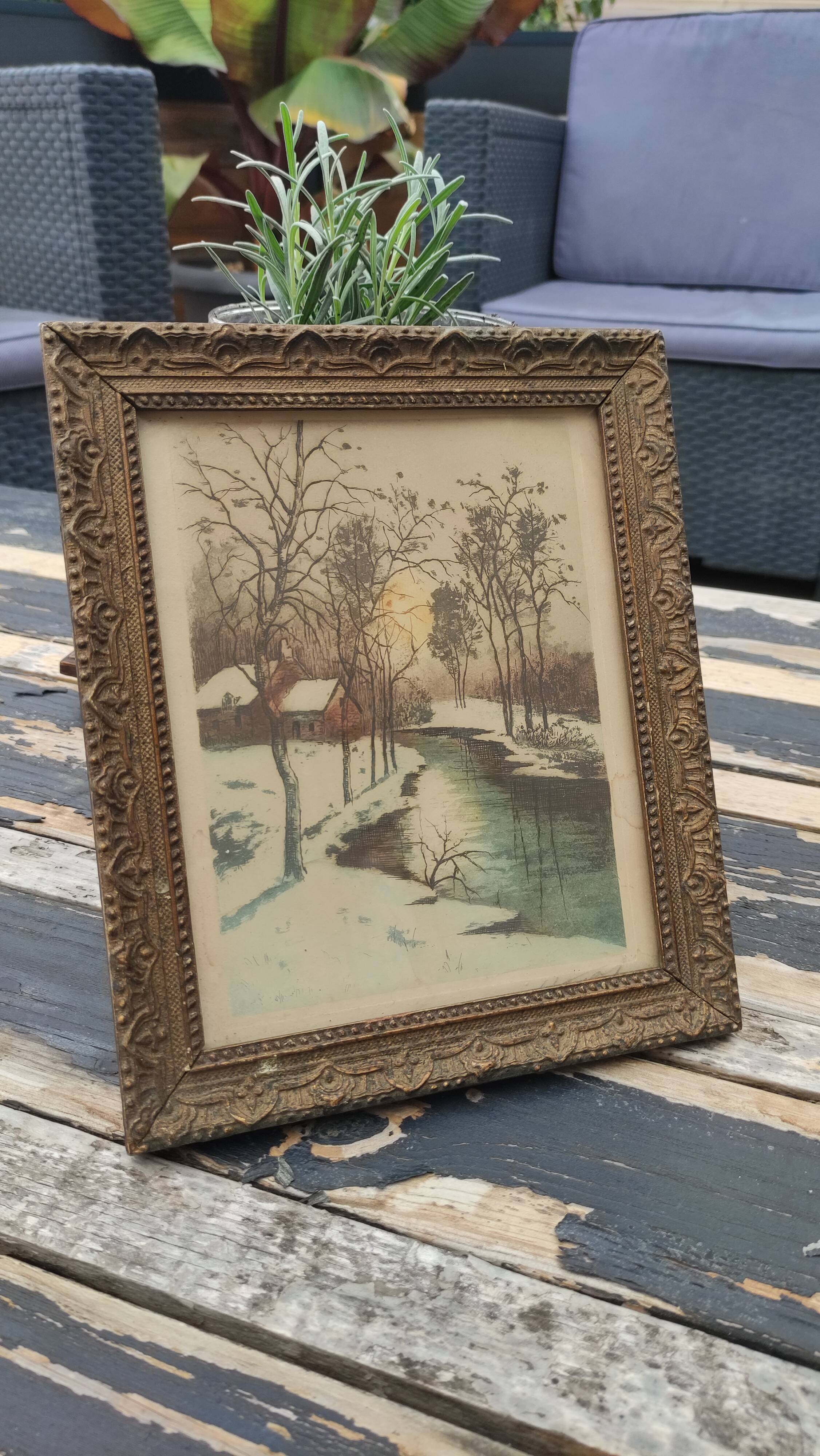 Old wooden frame of a watercolor