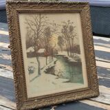 Old wooden frame of a watercolor